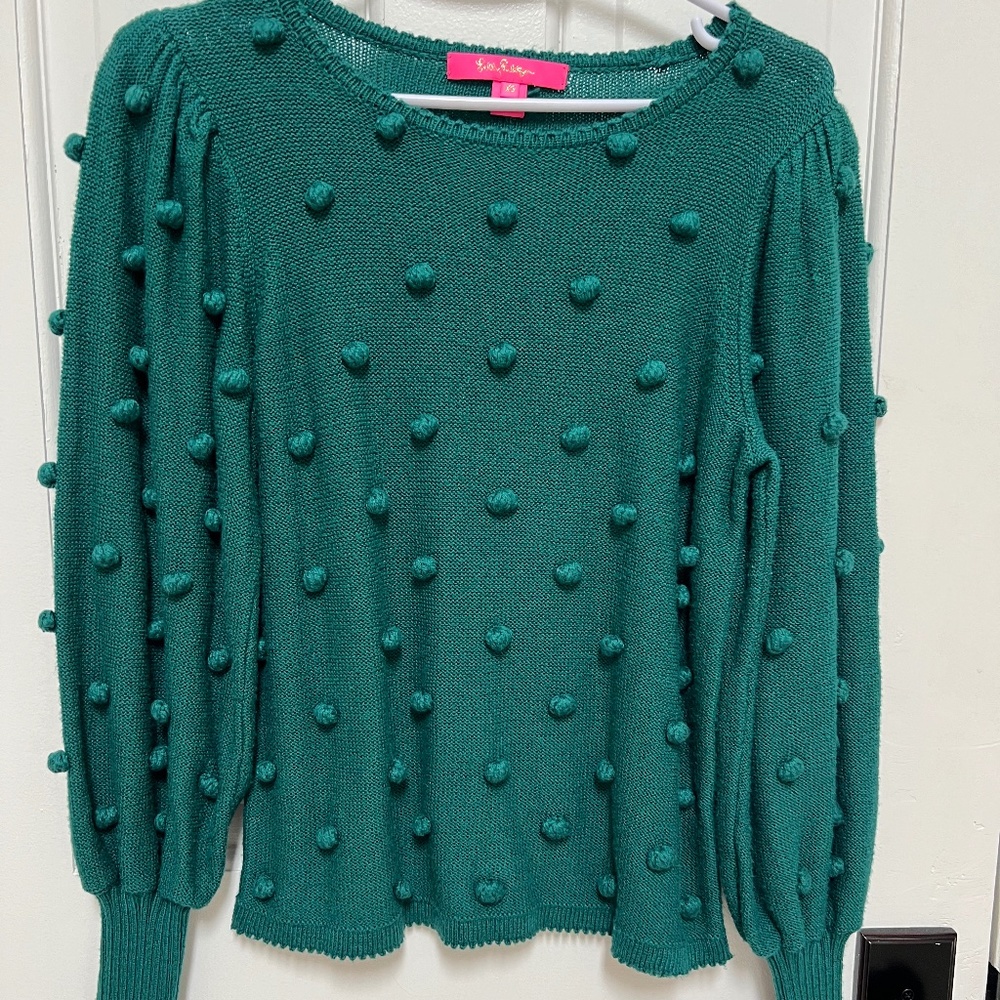 Lilly Pulitzer Kippa Puff Sleeve Sweater in Spruce Green